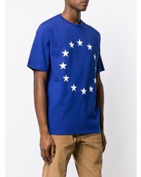 blaues T-Shirt mit einem Rundhalsausschnitt mit Sternenmuster von Études