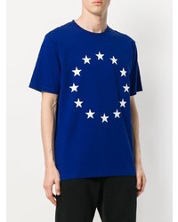 blaues T-Shirt mit einem Rundhalsausschnitt mit Sternenmuster von Études