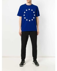 blaues T-Shirt mit einem Rundhalsausschnitt mit Sternenmuster von Études