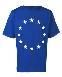blaues T-Shirt mit einem Rundhalsausschnitt mit Sternenmuster von Études
