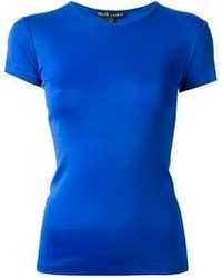 blaues T-Shirt mit einem Rundhalsausschnitt