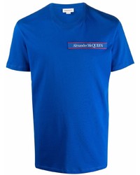 blaues T-Shirt mit einem Rundhalsausschnitt von Alexander McQueen