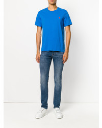 blaues T-Shirt mit einem Rundhalsausschnitt von AMI Alexandre Mattiussi