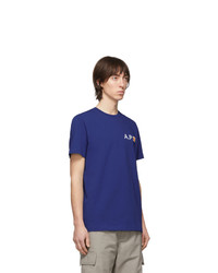 blaues T-Shirt mit einem Rundhalsausschnitt von A.P.C.