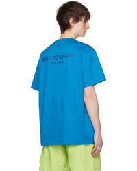 blaues T-Shirt mit einem Rundhalsausschnitt von Wooyoungmi