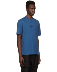 blaues T-Shirt mit einem Rundhalsausschnitt von Zegna