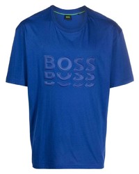 blaues T-Shirt mit einem Rundhalsausschnitt von BOSS