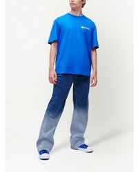 blaues T-Shirt mit einem Rundhalsausschnitt von KARL LAGERFELD JEANS