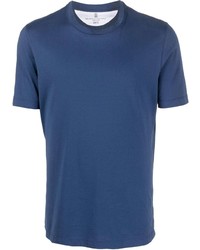 blaues T-Shirt mit einem Rundhalsausschnitt von Brunello Cucinelli
