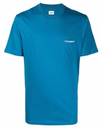 blaues T-Shirt mit einem Rundhalsausschnitt von C.P. Company