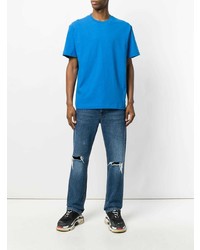 blaues T-Shirt mit einem Rundhalsausschnitt von Alexander Wang