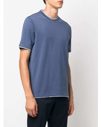 blaues T-Shirt mit einem Rundhalsausschnitt von Brunello Cucinelli