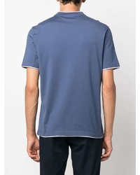 blaues T-Shirt mit einem Rundhalsausschnitt von Brunello Cucinelli