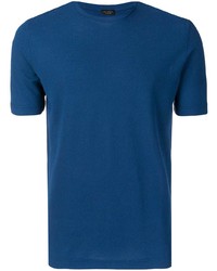 blaues T-Shirt mit einem Rundhalsausschnitt von Dell'oglio