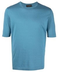 blaues T-Shirt mit einem Rundhalsausschnitt von Dell'oglio