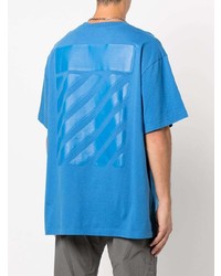 blaues T-Shirt mit einem Rundhalsausschnitt von Off-White