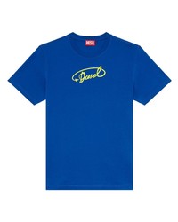 blaues T-Shirt mit einem Rundhalsausschnitt von Diesel