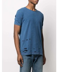 blaues T-Shirt mit einem Rundhalsausschnitt von Maison Margiela