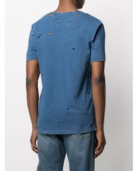 blaues T-Shirt mit einem Rundhalsausschnitt von Maison Margiela