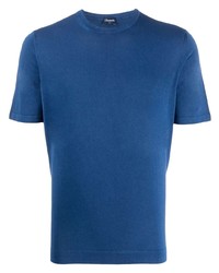 blaues T-Shirt mit einem Rundhalsausschnitt von Drumohr