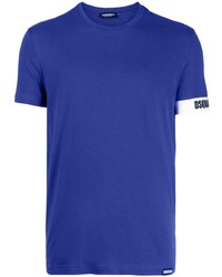 blaues T-Shirt mit einem Rundhalsausschnitt von DSQUARED2