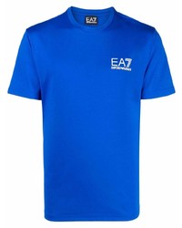 blaues T-Shirt mit einem Rundhalsausschnitt von Ea7 Emporio Armani
