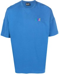 blaues T-Shirt mit einem Rundhalsausschnitt von Ea7 Emporio Armani