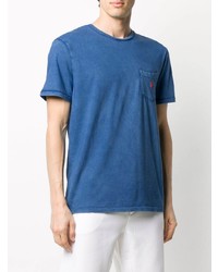 blaues T-Shirt mit einem Rundhalsausschnitt von Polo Ralph Lauren