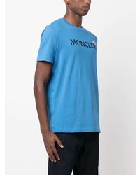 blaues T-Shirt mit einem Rundhalsausschnitt von Moncler