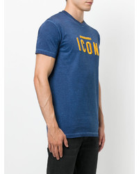 blaues T-Shirt mit einem Rundhalsausschnitt von DSQUARED2