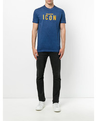 blaues T-Shirt mit einem Rundhalsausschnitt von DSQUARED2