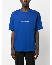 blaues T-Shirt mit einem Rundhalsausschnitt von Karl Lagerfeld