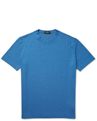 blaues T-Shirt mit einem Rundhalsausschnitt von Incotex