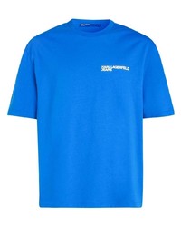 blaues T-Shirt mit einem Rundhalsausschnitt von KARL LAGERFELD JEANS