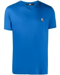 blaues T-Shirt mit einem Rundhalsausschnitt von Karl Lagerfeld