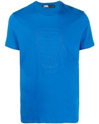 blaues T-Shirt mit einem Rundhalsausschnitt von Karl Lagerfeld