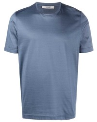 blaues T-Shirt mit einem Rundhalsausschnitt von La Fileria For D'aniello