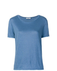 blaues T-Shirt mit einem Rundhalsausschnitt von Le Tricot Perugia