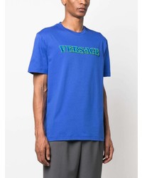 blaues T-Shirt mit einem Rundhalsausschnitt von Versace