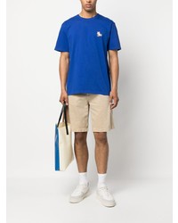 blaues T-Shirt mit einem Rundhalsausschnitt von MAISON KITSUNÉ