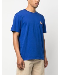 blaues T-Shirt mit einem Rundhalsausschnitt von MAISON KITSUNÉ