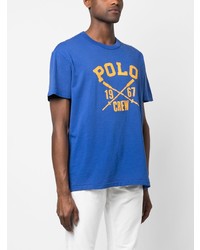 blaues T-Shirt mit einem Rundhalsausschnitt von Polo Ralph Lauren