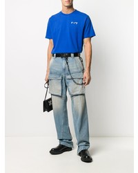 blaues T-Shirt mit einem Rundhalsausschnitt von Off-White