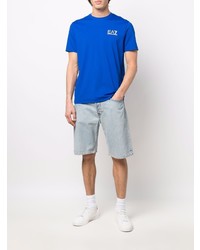 blaues T-Shirt mit einem Rundhalsausschnitt von Ea7 Emporio Armani