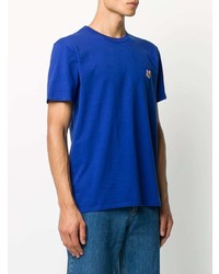 blaues T-Shirt mit einem Rundhalsausschnitt von MAISON KITSUNÉ