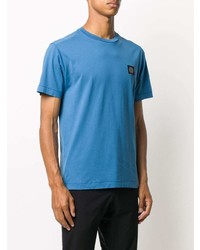 blaues T-Shirt mit einem Rundhalsausschnitt von Stone Island