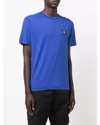 blaues T-Shirt mit einem Rundhalsausschnitt von Stone Island