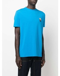 blaues T-Shirt mit einem Rundhalsausschnitt von Karl Lagerfeld