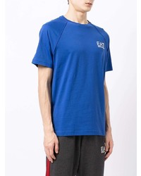 blaues T-Shirt mit einem Rundhalsausschnitt von Ea7 Emporio Armani