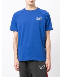 blaues T-Shirt mit einem Rundhalsausschnitt von Ea7 Emporio Armani